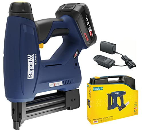 Rapid BTX553 18V Battery-Powered Staple Gun Kit – Cordless Upholstery & Craft Stapler, Finewire Staples and Brads, Heavy Duty & Portable, Includes 2.5Ah Battery, Charger & Case (5001507)