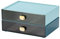 OSteed Office Desk Organiser Drawers, Stackable Desktop Storage Drawer, Plastic A4 Drawer Organiser, Stationery Storage Unit, Letter Box, Countertop Tabletop Toiletry Storage Drawers, 2 Large BU&CYAN