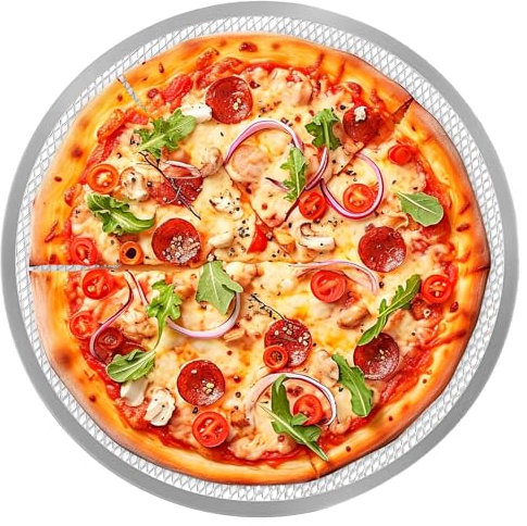 MGE - Griglia per Pizza in Alluminio - Teglie per Pizza - Teglia per Pizza - Teglia Forno Rotonda - Teglia Pizza Rotonda - Teglie da Forno Pizza - Teglia Pizza Tonda, Teglia Rotonda - 33 cm