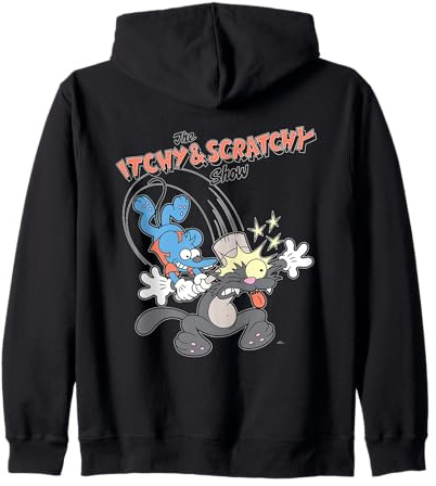 Los Simpsons Picazón y Scratchy Hammer Clásico Dibujos Animados Caos Sudadera con Capucha