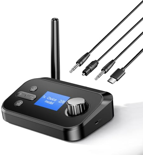 eppfun AK3046G Ultra Trasmettitore Ricevitore Bluetooth per TV, Adattatore Audio Bluetooth con jack 3.5mm/Optical per PC, HiFi Impianto Stereo