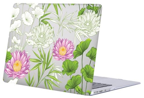 FFBOFFC Laptop Cover Compatible with MacBook Air 15 Inch Case 2024 2023 Release A3114 A2941 with Liquid Retina Display & Touch ID, Plastic Hard Protective Shell Case for Air 15, White Lotus