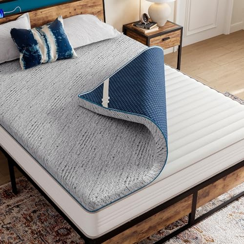 LINSY Home Surmatelas en Gel 90 x 200 cm, Hauteur 7,5 cm, en Mousse à mémoire de Forme infusée de Gel et de Charbon de Bambou, dureté H2/H3, avec Tissu de Bambou Lavable