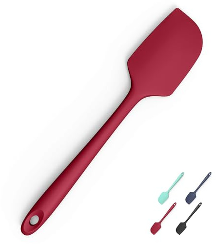 Doosu Food Grade Silicone Spatula, 315℃ Heat Resistant Flexible Kitchen Rubber Bowl Scraper Integrated Seamless Baking Supplies for Scraping Non-Stick Pans (28.9cm, Red)