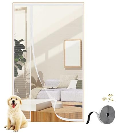 Door Fly Screen 105x240(WxH) White Keep Bugs Out & Fresh Air in for Kitchen/Bedroom/Air Conditioner Room
