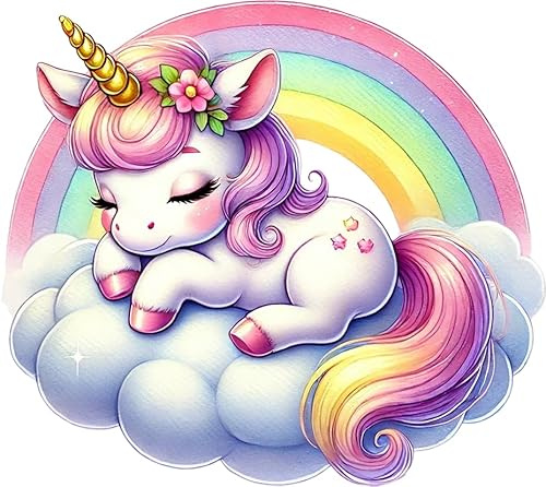 Rainbow Cloud Unicorn Vinyl Decals, Childrens Fantasy Wall Stickers | Cover Marks, Opaque Finish, No White Edges, Weatherproof, UK Manufactured, 20cm, 7cm, Use on iPad, Laptops, Bins and Walls