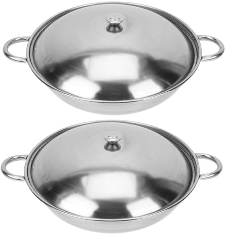 TOVINANNA Set 2 Pentole in Acciaio Inox 24cm Doppio Manico, Antiaderenti e Resistenti, Pentole Per Cucinare in Casa e Uso Quotidiano, Adatte Per Ristoranti e Cucina Domestica