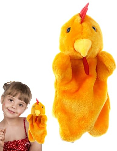 Pupazzo di peluche di pollo – Giocattolo a in peluche morbido da 27 cm, pupazzo a mano a forma di animale del fumetto | Gioco di ruolo educativo di pollo per insegnare alle | Giocattolo D