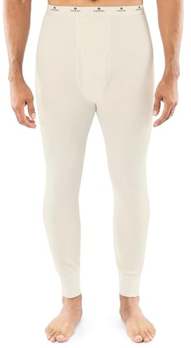 Indera Men's Heavyweight Cotton Waffle Long Johns Thermal Underwear Bottom, Natural, Small