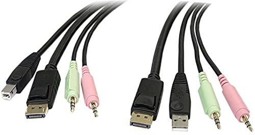 Startech.Com Cavo Switch Kvm Displayport USB 4 in 1 con Audio E Microfono 1,8 M