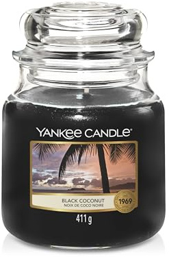 Yankee Candle Duftkerze im Glas (Mittelgroß) | Black Coconut | Brenndauer bis zu 75 Stunden