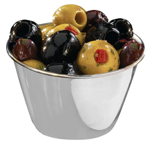 Genware Stainless Steel Ramekins 6oz / 170ml - Set of 4 | Sauce Pots, Condiment Bowls