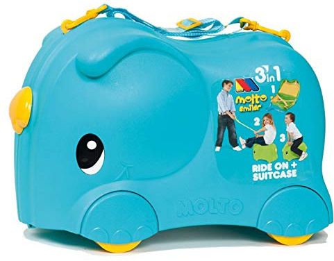 MOLTO | Kinderkoffer Molto Smiler Blau | Kinderreisekoffer, Kinderhandgepäck, Kinderhandgepäck, Lernspielzeug für Kinder, Für Kinder ab 36 Monaten
