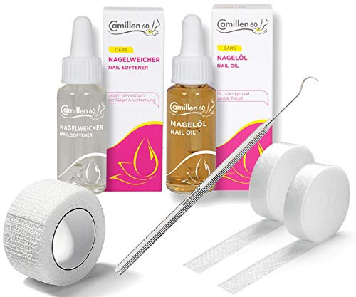 Kosmetex 2x Tamponade, Camillen 60 Nagelweicher u. Nagelöl, 1x Wattehaken, 1x Zehenbinde Zehen-Nagel Nagelfalz, Set 5
