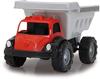 JAMARA 460311 460311-Sandkastenauto Big Kip Silber/schwarz/rot – ca. 20 Kg Ladekapazität, Ladefläche kippbar, Scheinwerferattrappen