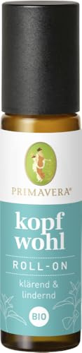 PRIMAVERA Kopfwohl Roll-On bio 2 Stück - klärend & lindernd bei Kopfschmerzen - mit 100% naturreinen ätherischen Ölen - Pfefferminzwasser- & öl - vegan