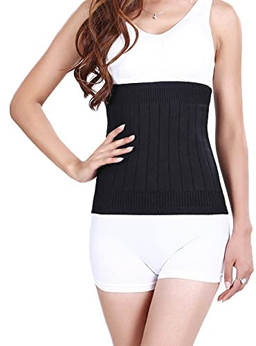 YUPPIE TONE Calentador de riñones de cachemira para invierno, elástico, de lana, para hombre y mujer, Negro , L
