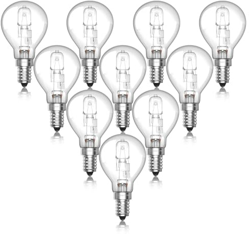 Lustaled 10-Pack SES E14 Golf Ball Bulb Dimmable, 42W G45 Small Screw Light Bulb, 240V Classic Clear Mini Globe Edison Round Light Bulbs Warm White 2700K
