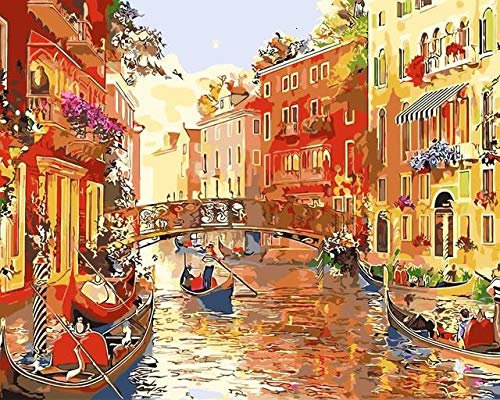 Zdklfm69 Malen nach Zahlen Ölgemälde nach Zahlen Ölgemälde Farbe zum Zeichnen nach Zahlen auf Leinwand Venedig Landschaft Wohnkultur Geschenk 40x50cm