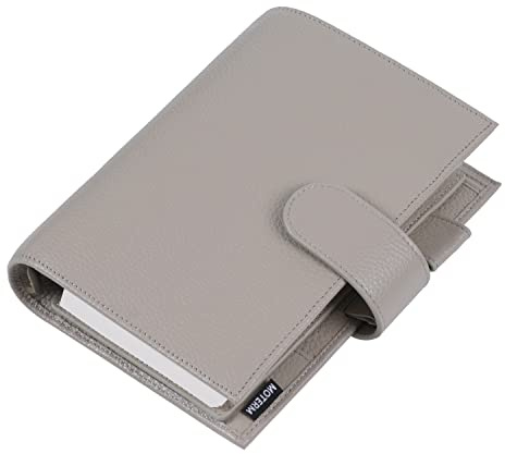 Moterm Personal Luxe Ring Planner - Genuine Leather Binder Organizer (30mm Ring, Pebble-Gray)