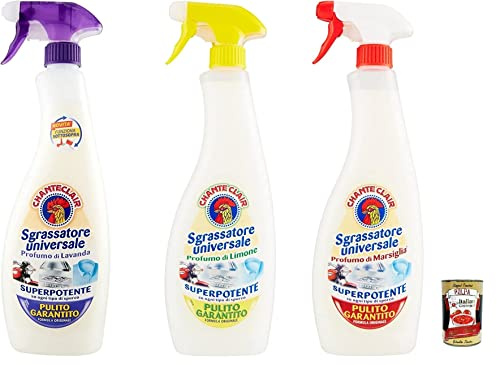 Testpaket Chante Clair Sgrassatore Universale superpotente Degreaser Cleaner Universal Degreaser 3x 600 ml Marsiglia limone lavanda + Italian Gourmet polpa 400g