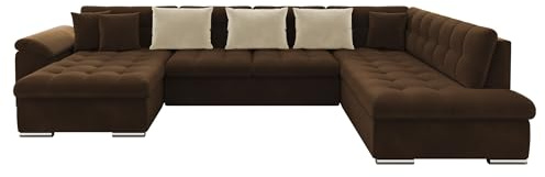 Mirjan24 Eckcouch Ecksofa Niko, Design Sofa Couch mit Schlaffunktion U-Sofa Große Farbauswahl Wohnlandschaft (Ecksofa Links, Magic Velvet 2299 + Magic Velvet 2250)