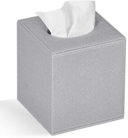 Colylan Tissue Box Cover Square Tissue Box Holder for Bathroom (Grey)
