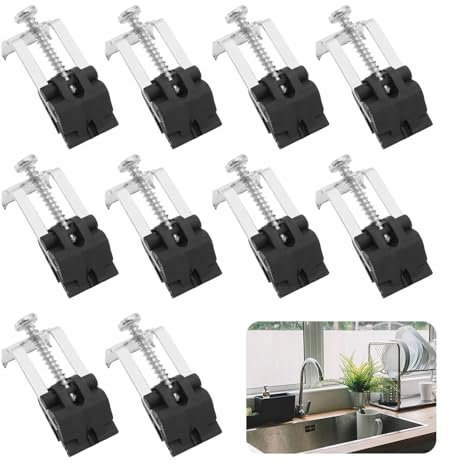 Spülenklammern für Edelstahl Einbauspülen Unterbau Spülbecken Clips Set 10 Stück Sink Bogen Befestigungsklammern Sink Bogen Verstellbare Geeignet für Waschküchen, Küchenspülen, Duschräume