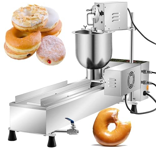 Commercial Automatic Donut Making Machine, 7L Hopper Donut Maker, Single Row Auto Doughnut Maker with 3 Sizes Molds, Doughnut Fryer, Stainless Steel Auto Donut