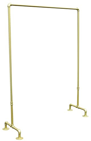 lousriyy Garderobenständer Metallrohr 150x110x40cm Schwerlast Gold Kleiderständer mit Schuhregal, Garderobe Kleiderstange Freistehende Garderobe Gold-Weiss Kleiderständer