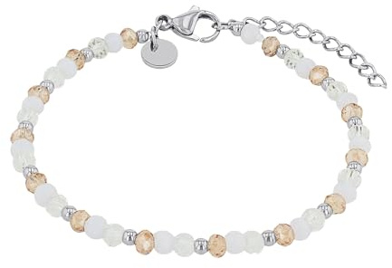 NOELANI Armband Edelstahl Damen Armschmuck, mit Glasperle, 16+3 cm, Silber, Kommt in Schmuck Geschenk Box, 2037920