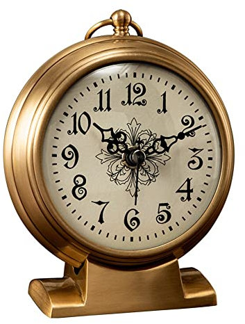 LUOYAOB Vintage Kaminuhr Klassische Tischuhr, Vintage -Manteluhr, Kupfer Design Stille Uhr Zeit Genau das Wohnzimmer Schlafzimmer Nachttischuhr Home Dekor for Desktop Geschenk