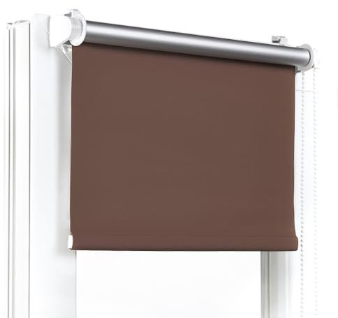 Fenster DEKOR - Rollos Für Fenster Ohne Bohren Braun - Verdunkelungsrollo B60 x H150 cm - Klemmrollo Verdunkelung - Fensterrollo Für Balkontüren - Verdunklungsrollo Leicht Zu Installieren - Klemmfix
