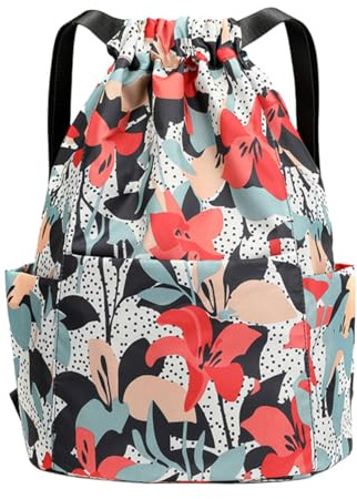FAVORTALK Sportrucksack Mädchen Kordelzug Gym Bag Men Turnbeutel Wasserdicht Sport Rucksäckemit Reißverschlusstasche und Breiter Schultergurt Sportbeutel Rucksack für Damen und Herren - JSB040-20