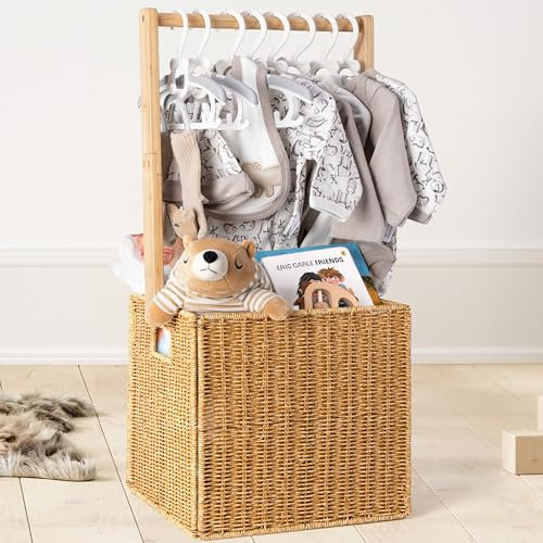 GiftAmaz Aufbewahrungskiste für Babypartys, groß, handgewebt, Rattan, Aufbewahrungskisten mit Griff, Babyparty-Geschenke, Baby-Willkommensbox, Kinderzimmerkorb für Neugeborene, Jungen, Mädchen,