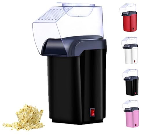 Portable Popcorn Maker, Popcorn Machine, Mini Air Popper Popcorn Maker, Hot Air Popcorn Popper Maker, Fully Automatic Home Hot Air Popcorn Popper Maker, Suitable for Home, Movie Theater (Black)