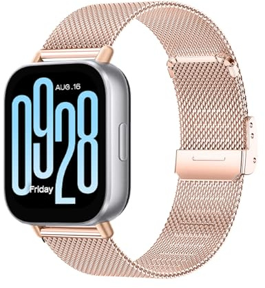 KoGiio 22 mm Metallarmband für Xiaomi Redmi Watch 5 Lite/5 Active, verstellbares Edelstahl-Ersatzband, Roségold