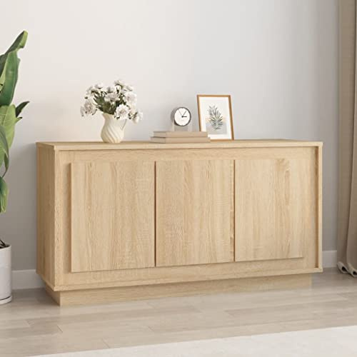 Annlera Sideboard Aufbewahrungsschrank Stilvollen Beistellschrank Buffetschrank Moderne Schrank für Wohnzimmer Schlafzimmer oder Flur Minimalistischen Design Sonoma-Eiche 102x35x55 cm