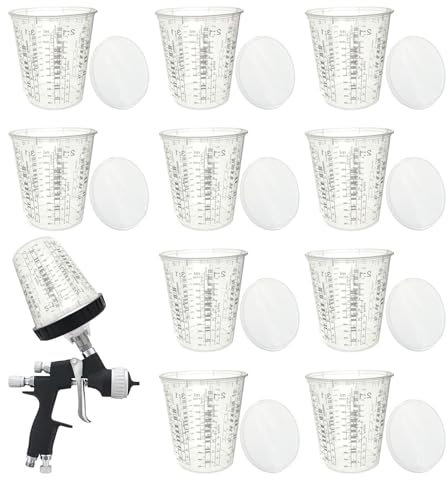 Vasos Para Mezclar Pintura Transparente - 10 Vasos Medidores De Pintura En Aerosol | Vaso Para Mezclar Pintura Con Tapa | Taza Mezcladora De Pintura Precisa | Tazas Medidoras Transparentes | Vaso Mezc