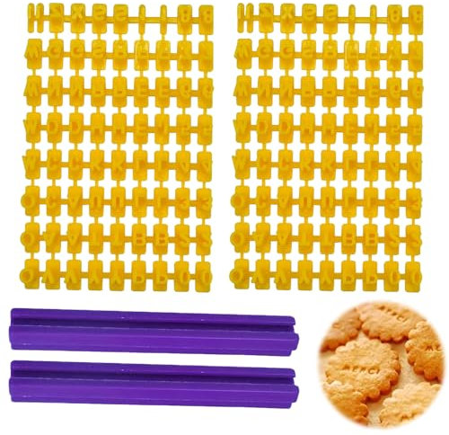 146piezas Sellos de Galletas con Números del Alfabeto,Galletas Letras Numeros,Cortador de Galletas Rectangular con Marcador de Letras,Información sobre galletas DIY,paraGalletas Pastel Fondant