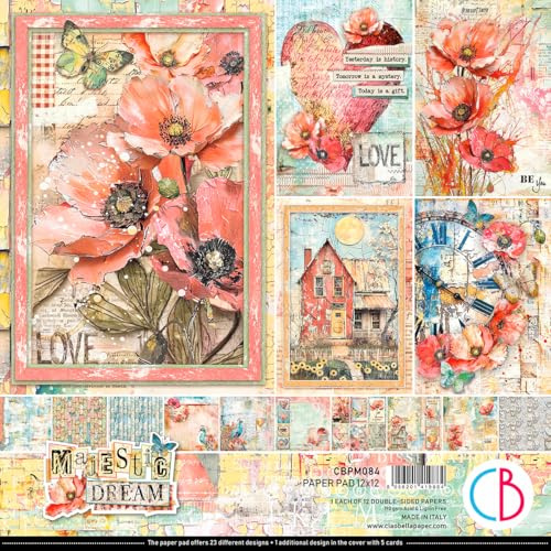 Ciao Bella Scrapbook-Papier Majestic Dream 30.5x30.5 cm beidseitig bedruckt, Motivpapier, ligninfrei, säurefrei, Made in Italy für kreative Projekte