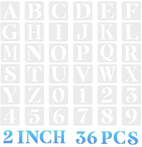 36 Stück Buchstaben und Zahlen Schablonen, 5 cm Wiederverwendbare Plastik Alphabet Schablonen zum Malen auf Holz, Wand, Stein, Tafel, Beschilderung, DIY Handwerksdekoration