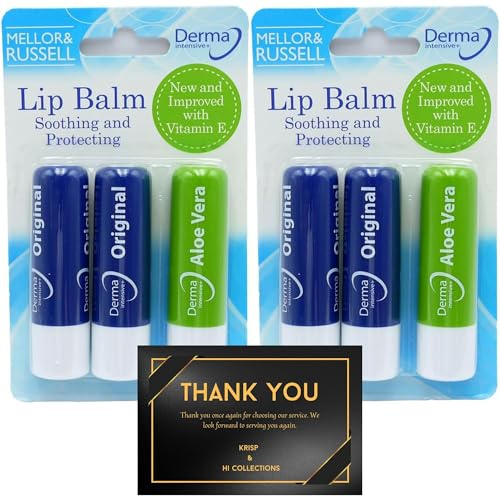 Intensive Lip Balm, Pack of 2 (6 Sticks) – Soothing and Protecting, Enriched with Vitamin E, Original and Aloe Vera, Hydrating Lip Care for Dry and Chapped Lips