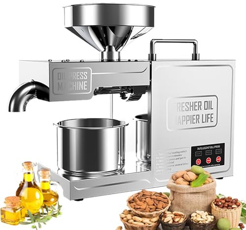 RoyceBee 820W Oil Press Machine, Automatic Commercial Oil Expeller Stainless Steel Oil Presser Pressing Mill Maker Machine for Commercial Domestic Use