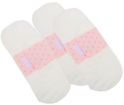 PACKOVE 3 Stück-pack Waschbare Damenbinden aus Baumwolle 21cm mit Flügeln Wiederverwendbare Periodeneinlagen Atmungsaktive Menstruationsbinden für Frauen Auslaufsicher für Reisen