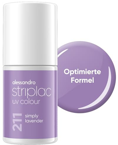 alessandro Striplac UV-Nagellack Simply Lavender - Deckend & Kratzfest bis zu 15 Tage - Leichtes Auftragen - Schonende Abziehtechnologie - Vegan - Lila, 6,5ml