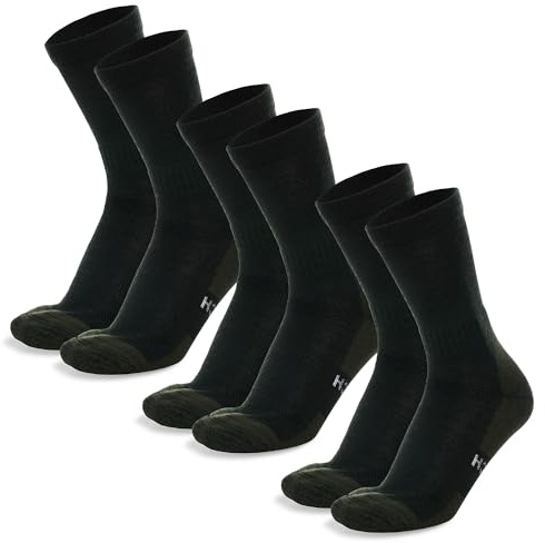 Merino.tech Calze Lana Merino Uomo e Donne - Calzini Termici, Calzini Running, Calze Trekking Lunghezza Media (40-46, Army Green Pack of 3)