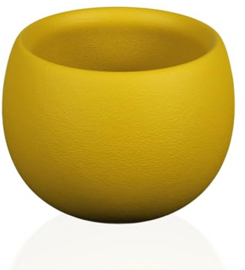 Genérico Campella - Maceta Orbis Lacada - Maceta Decorativa Interior - Tiestos Plantas - Macetas Redondas,Maceteros Interior y Exterior - Exclusiva,Elegante,Premium,Maceteros Altos (Mostaza, Pequeño)
