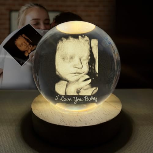 Brocade Creek Personalisierter Kristallkugel-Fotorahmen mit Ultraschall, individueller Rahmen zur Erinnerung an das Babyfoto, Überraschungsgeschenk für die werdenden Eltern