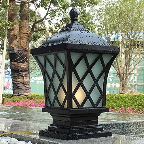 MYUYEE Moderne lampade a Colonna in Alluminio pressofuso Nero lampade a Colonna quadrate per Esterni in Stile Country Americano lampade a piedistallo lampade da,